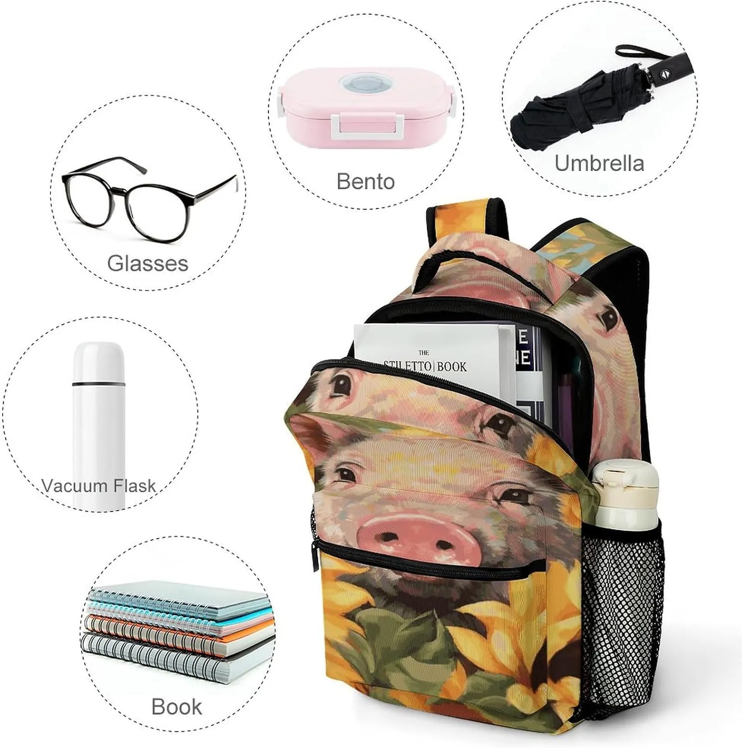 Small Backpacks Personalized Smiling Printing Travel Bag Lightweight Travel Backpack For Women Men