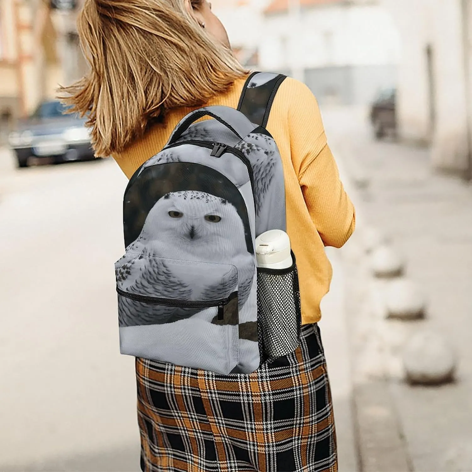 Small Backpacks Personalized Snow Owl Printing Travel Bag Lightweight Travel Backpack For Women Men