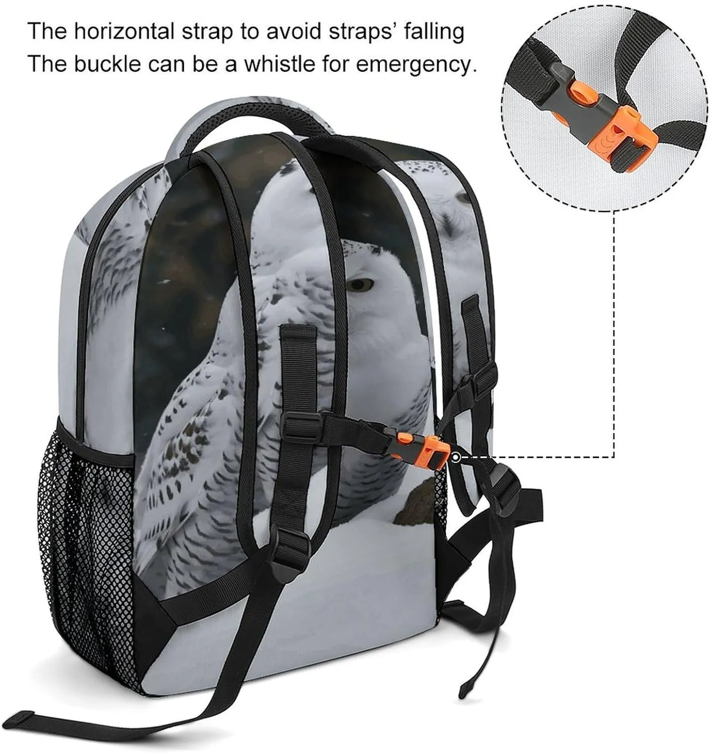 Small Backpacks Personalized Snow Owl Printing Travel Bag Lightweight Travel Backpack For Women Men