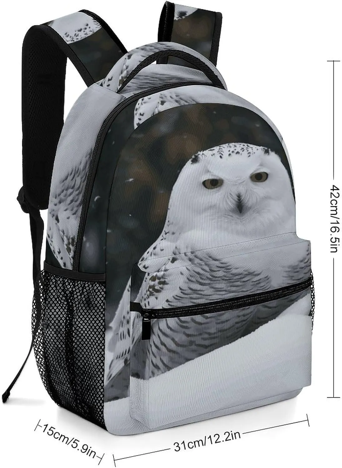 Small Backpacks Personalized Snow Owl Printing Travel Bag Lightweight Travel Backpack For Women Men