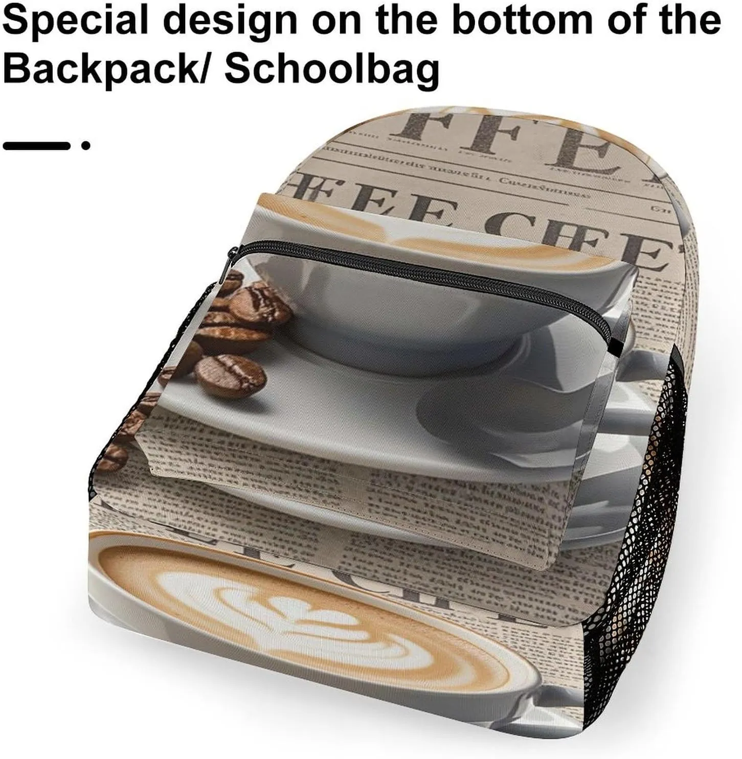 Small Backpacks Personalized Vintage Coffee Printing Travel Bag Lightweight Travel Backpack For Women Men
