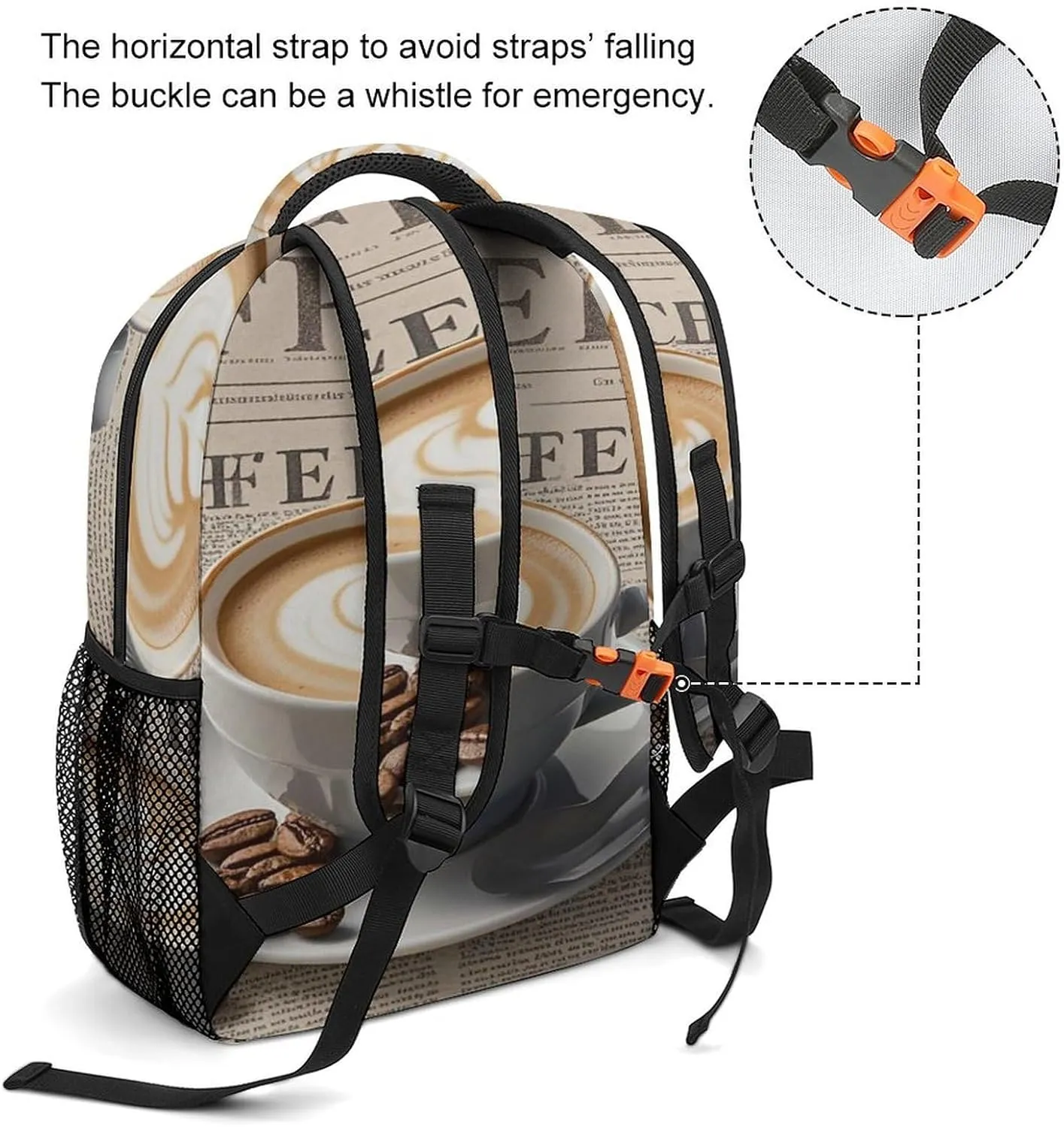 Small Backpacks Personalized Vintage Coffee Printing Travel Bag Lightweight Travel Backpack For Women Men