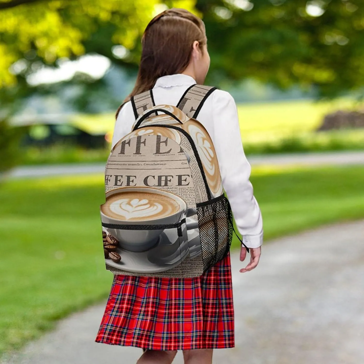 Small Backpacks Personalized Vintage Coffee Printing Travel Bag Lightweight Travel Backpack For Women Men