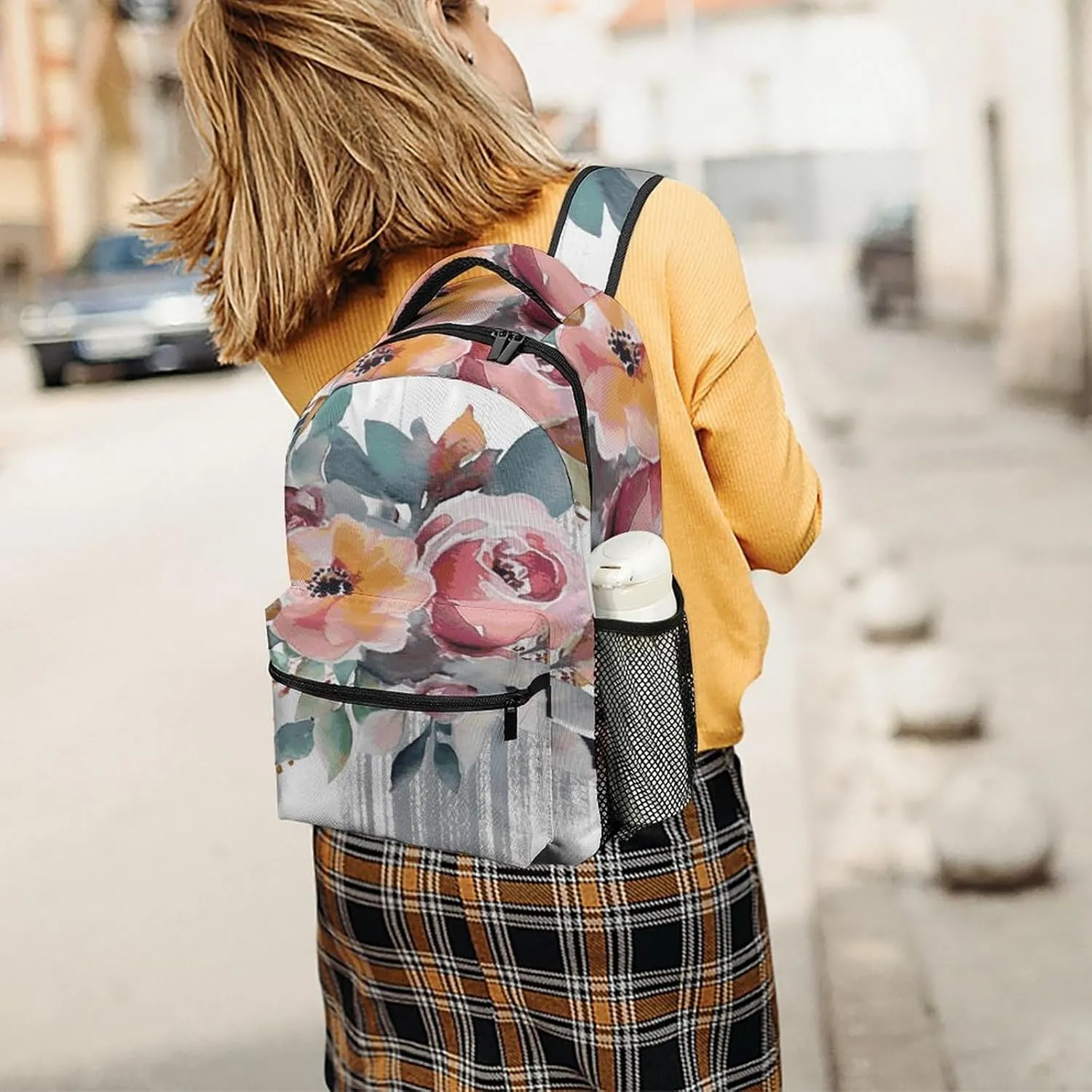 Small Backpacks Personalized Watercolor Floral Printing Travel Bag Lightweight Travel Backpack For Women Men