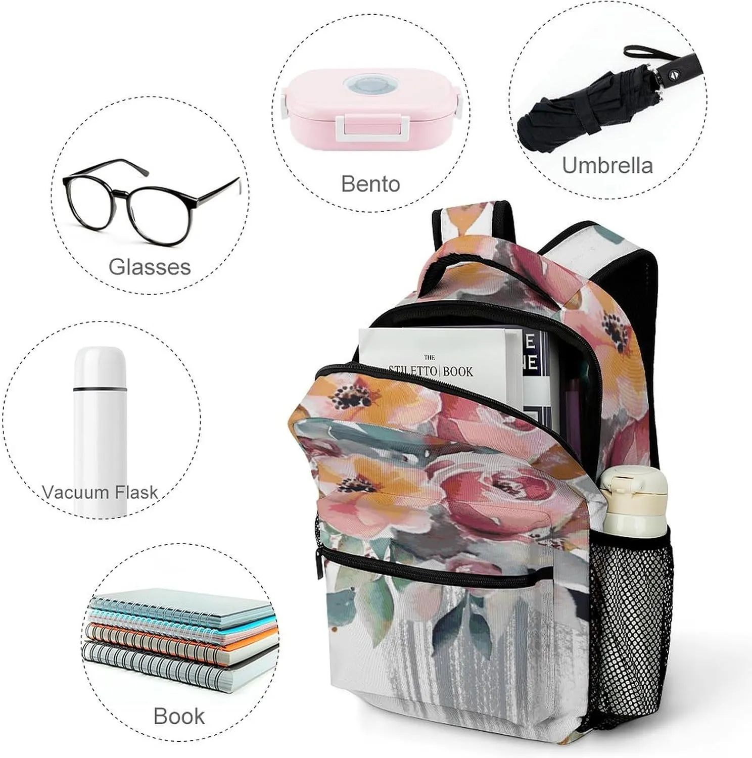 Small Backpacks Personalized Watercolor Floral Printing Travel Bag Lightweight Travel Backpack For Women Men