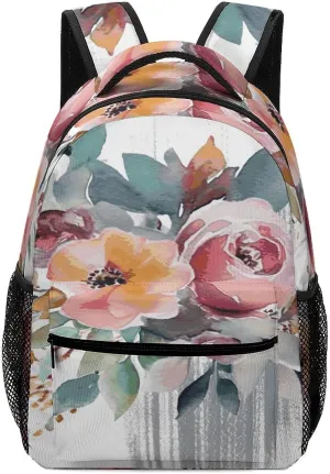 Small Backpacks Personalized Watercolor Floral Printing Travel Bag Lightweight Travel Backpack For Women Men