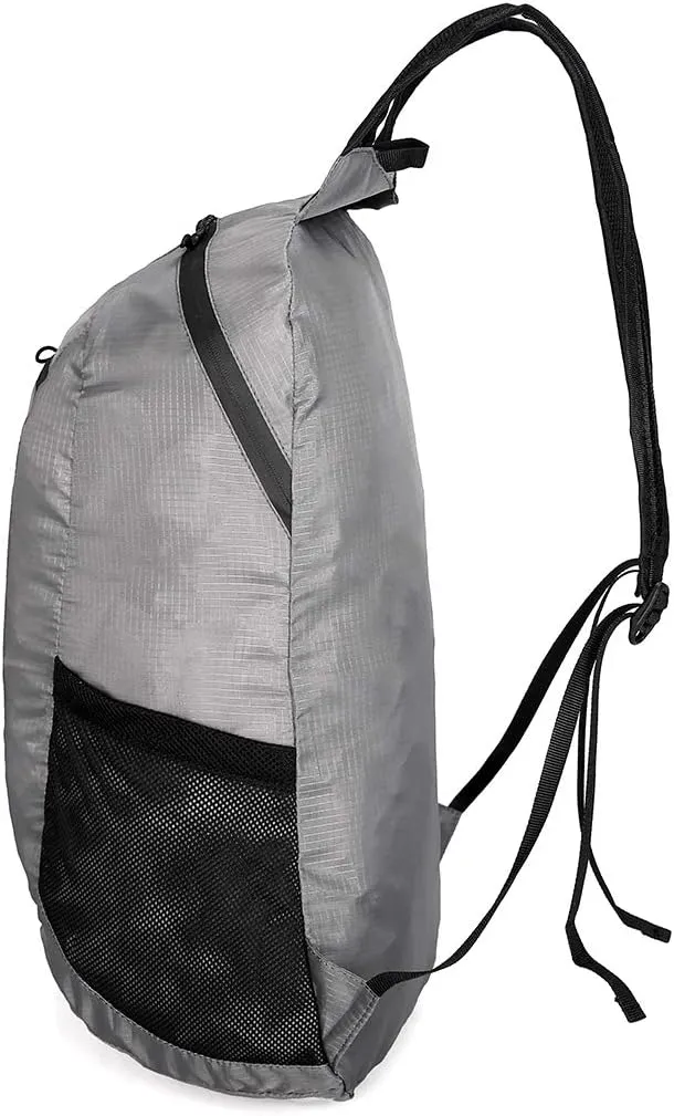 Small Foldable Hiking Daypack Packble Skin Casual Backpack Camping Cycling Travel Outdoor Day Bags Useful (Gray)