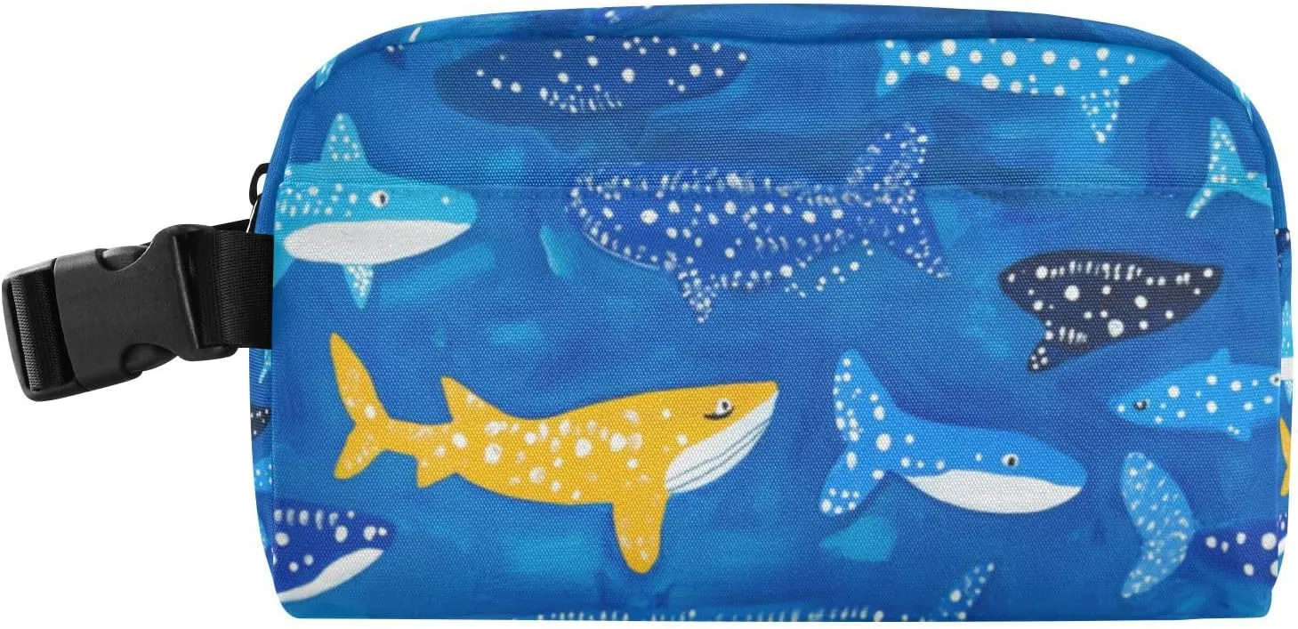 Small Lunch Box for Women Men Kids Small Insulated Lunch Snack Bag Leakproof Cooler Tote Bag for Work Travel Picnic Whale Sharks Naive Art