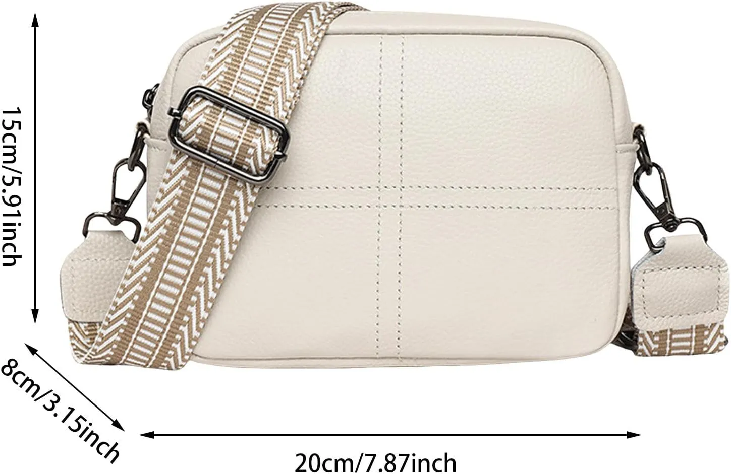 Small Square Bag Soft Crossbody Leather Bag Spring Model Female Shoulder Bags Camera Shoulder Bags (Black, 20CM)