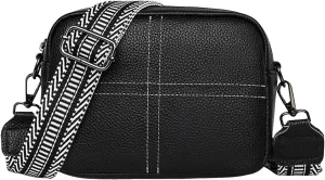 Small Square Bag Soft Crossbody Leather Bag Spring Model Female Shoulder Bags Camera Shoulder Bags (Black, 20CM)