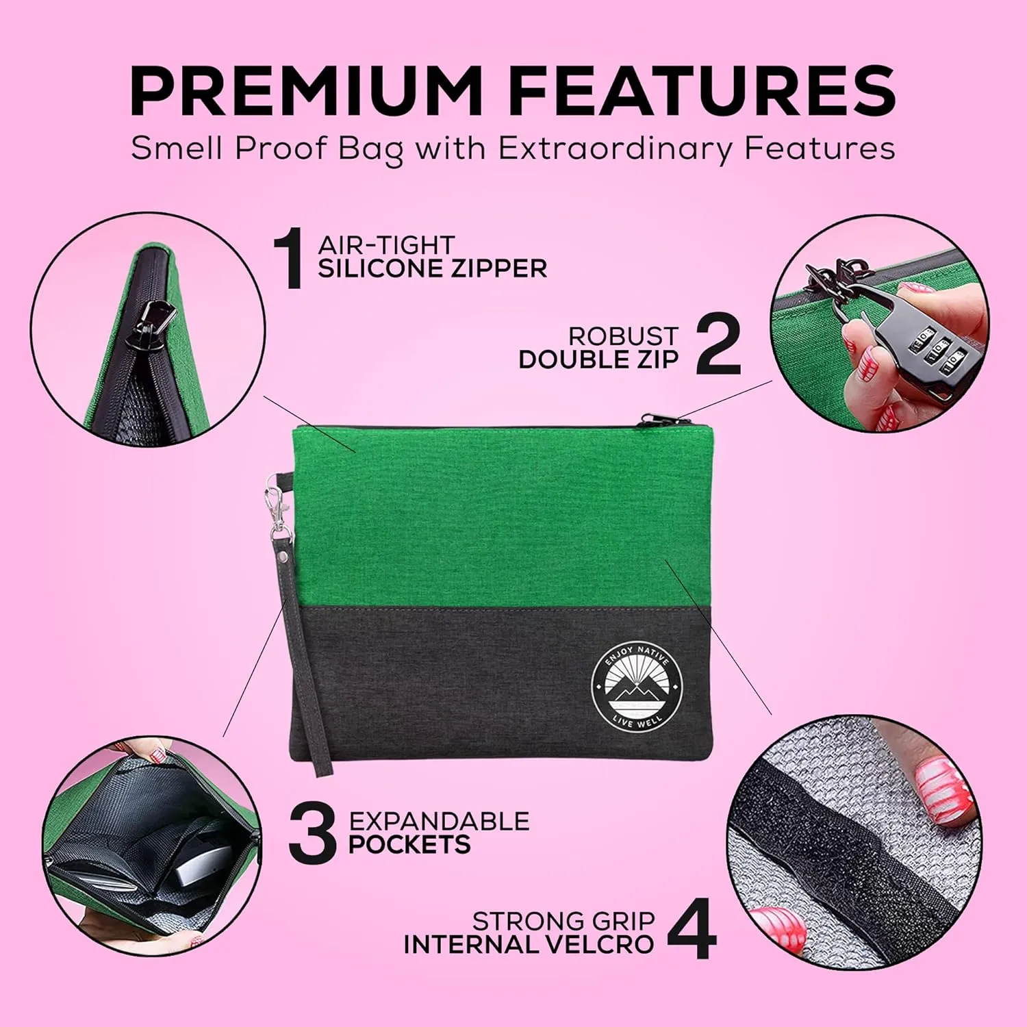 Smell Proof Bag with Lock 11" x 9", Smell Proof Container, Dog Tested Odor resistant Bags, Best Zipper odor sealing pouch for Herbs, Coffee & Travel Medicine, Scent resistent Containers