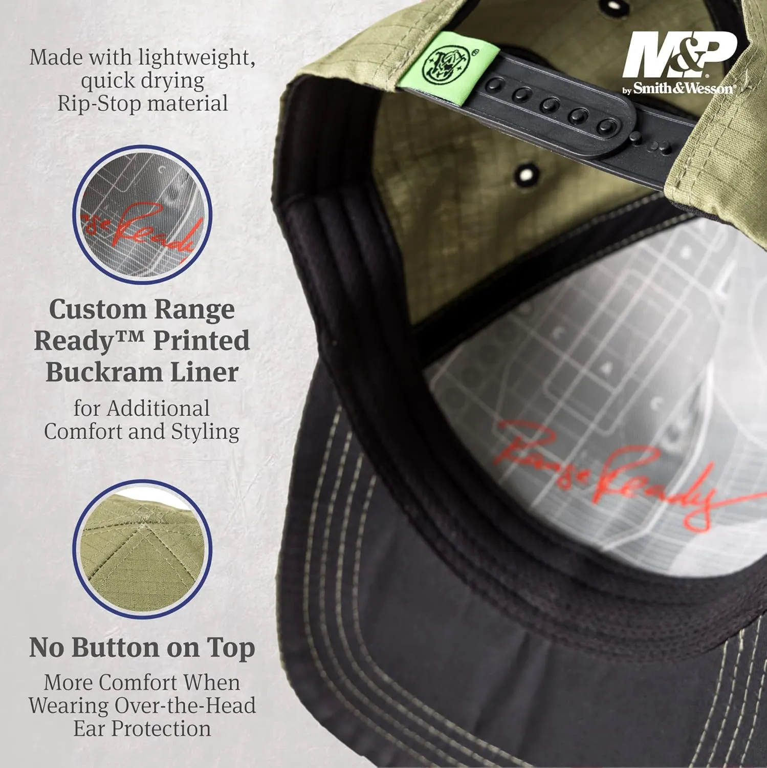 Smith & Wesson M&P Officially Licensed Men's Ripstop & Cotton Caps, Adjustable Snapback or Hook & Loop Baseball Cap