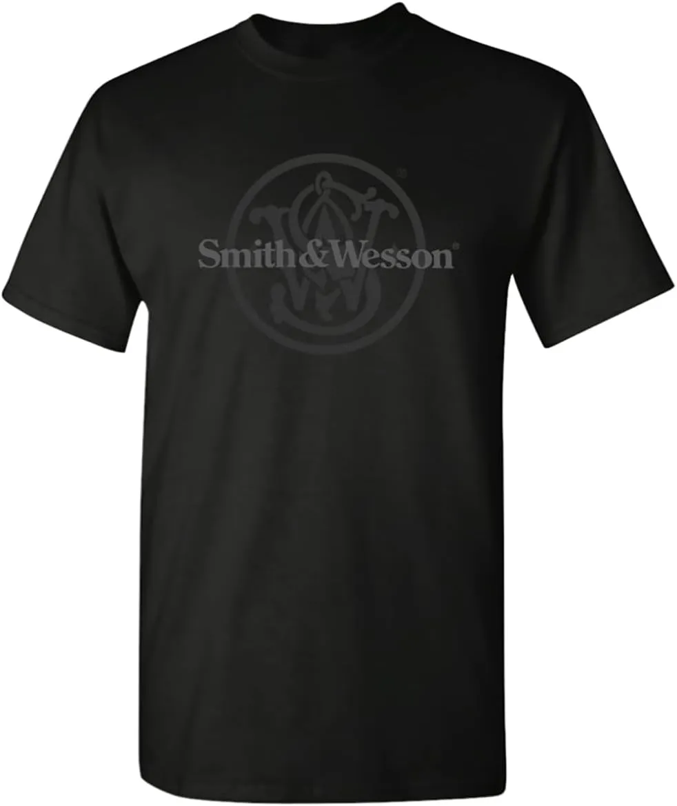 Smith & Wesson Officially Licensed Men's T-Shirt, S&W Circle American Flag, Digital Camo & Filigree Filled Logo Tee