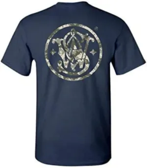 Smith & Wesson Officially Licensed Men's T-Shirt, S&W Circle American Flag, Digital Camo & Filigree Filled Logo Tee