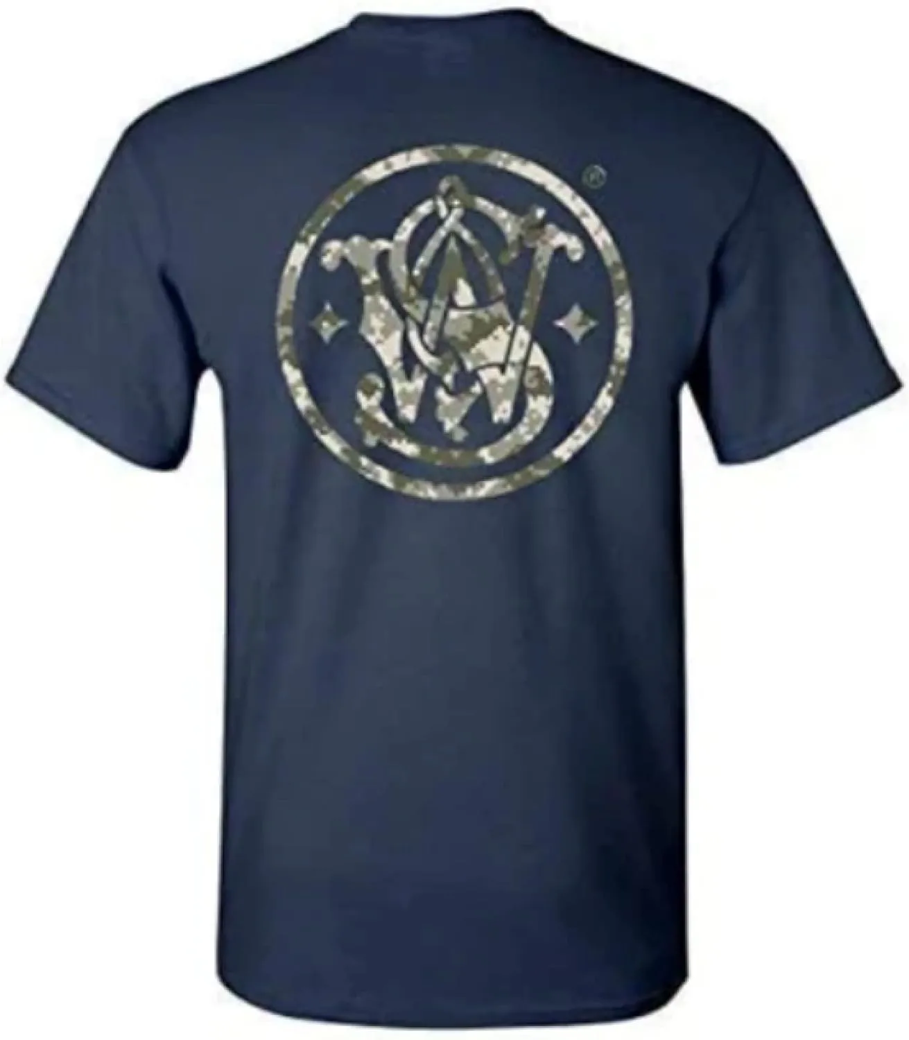 Smith & Wesson Officially Licensed Men's T-Shirt, S&W Circle American Flag, Digital Camo & Filigree Filled Logo Tee