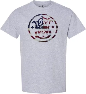 Smith & Wesson Officially Licensed Men's T-Shirt, S&W Circle American Flag, Digital Camo & Filigree Filled Logo Tee