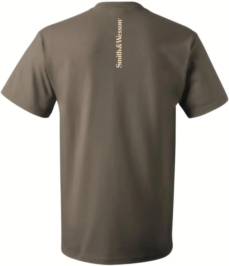 Smith & Wesson Officially Licensed Men's T-Shirt, S&W Circle American Flag, Digital Camo & Filigree Filled Logo Tee