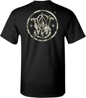Smith & Wesson Officially Licensed Men's T-Shirt, S&W Circle American Flag, Digital Camo & Filigree Filled Logo Tee
