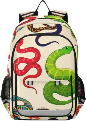 Snakes Beige Bookbags Kids, Backpack Boys Elementary School, Travel Backpacks for Kids