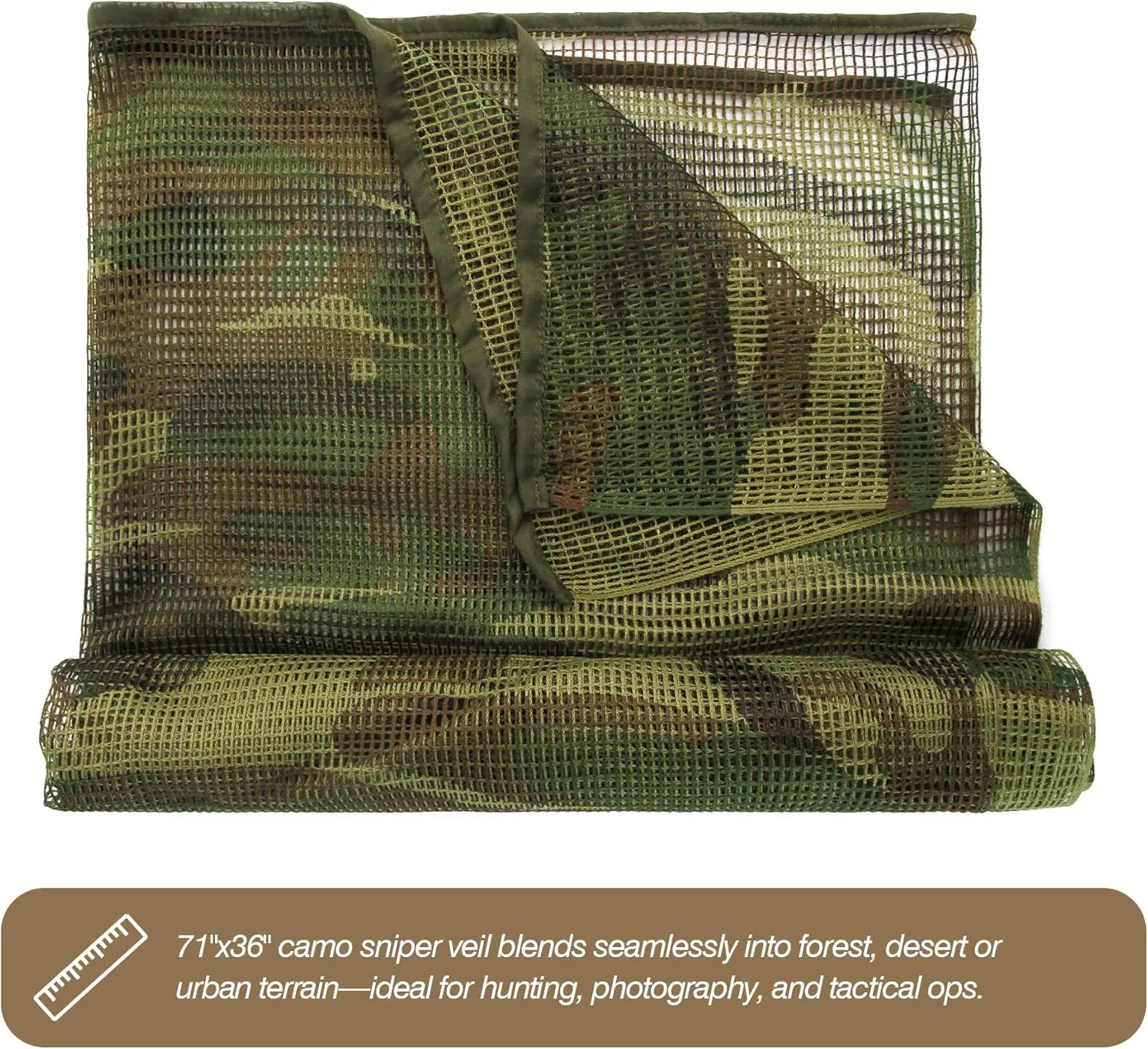 Sniper Veil Camo Netting - 71"x36" Tactical Scarf for Hunting, 2pcs Multi-Purpose Ghillie Veil for Gun Wrap