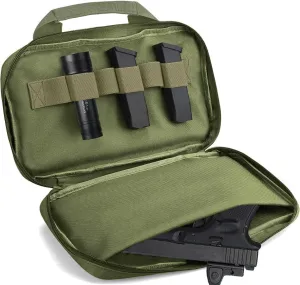 Soft Pistol Gun Case Tactical Handgun Range Bag Gun Carry Case Shooting Hunting Bag with 6X Magazine Slots and US Flag Patch