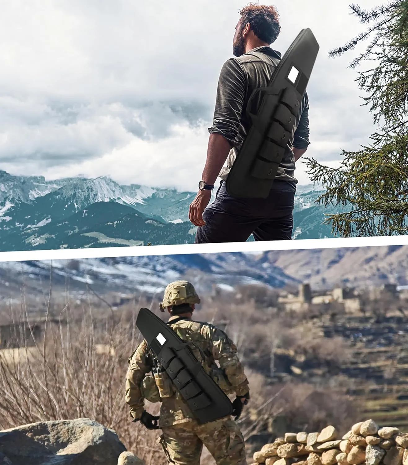 Soft-Rifle-Case Tactical-Gun Range-Bag Hunting-Shooting Sports-Storage - Padded Transport with 5 Pouches Adjustable Shoulder Strap