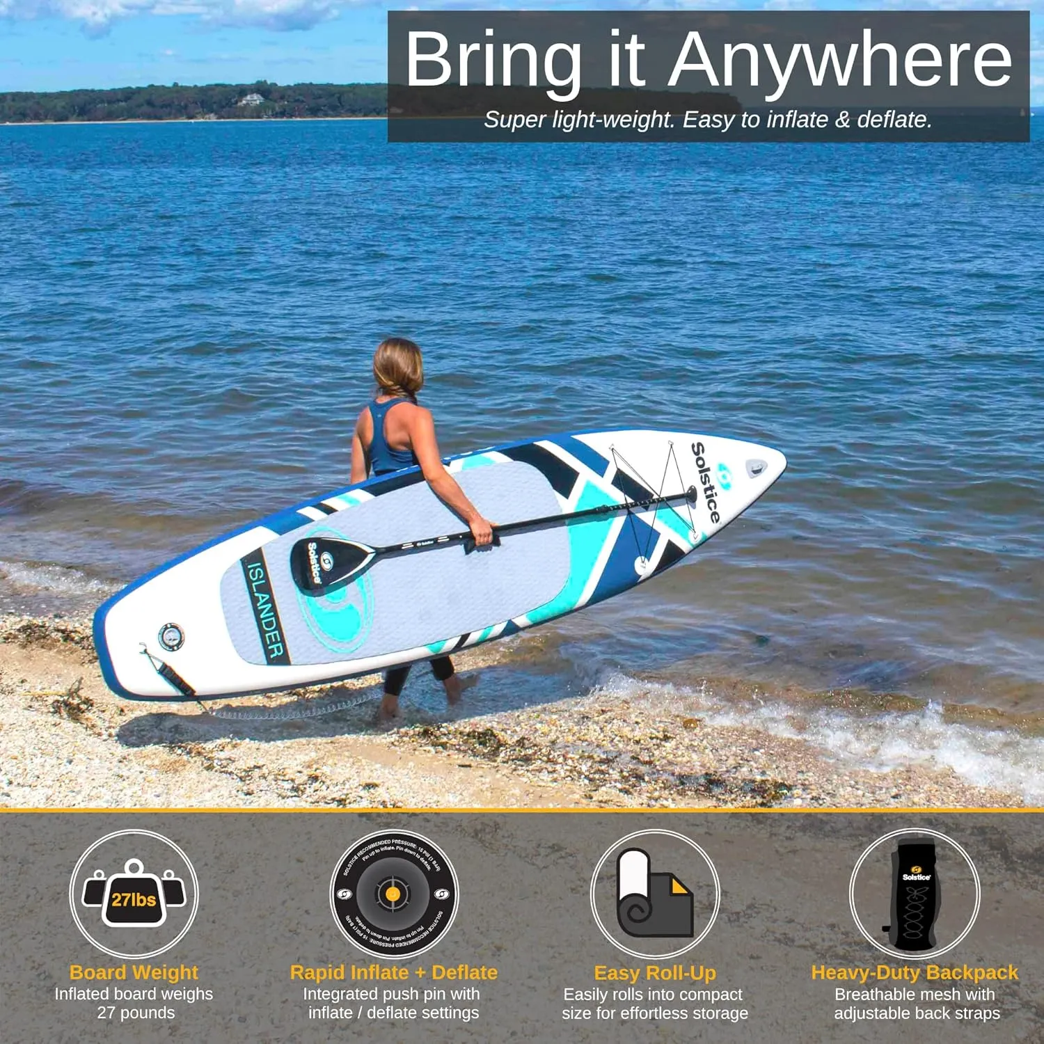Solstice Watersports Islander Inflatable Stand-Up Paddle Board Kit (11'2 x 31'' x 6'')