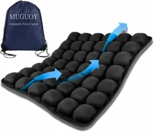 Sondur Travel Cushion Airplane Seat,Press Type Air Inflatable Airplane Seat Cushion for Long Flights,Portable Pressure Relief Car Cushion for Long Sitting Hours on Office Chair,Wheelchair (Black)