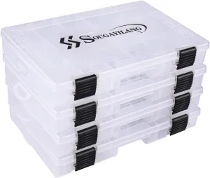 Sougayilang Fishing Tackle Boxes - 3600 3700 Plastic Storage Organizer Box with Removable Dividers - Fishing Tackle Storage - 4 Packs Transparent Tackle Trays