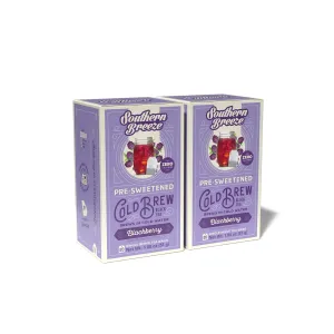 Southern Breeze Cold Brew Sweet Tea Blackberry Iced Tea with Black Tea and Zero Carbs Zero Sugar, 20 Individually Wrapped Tea (Pack of 2) Southern Sweet Tea Iced Tea Beverage