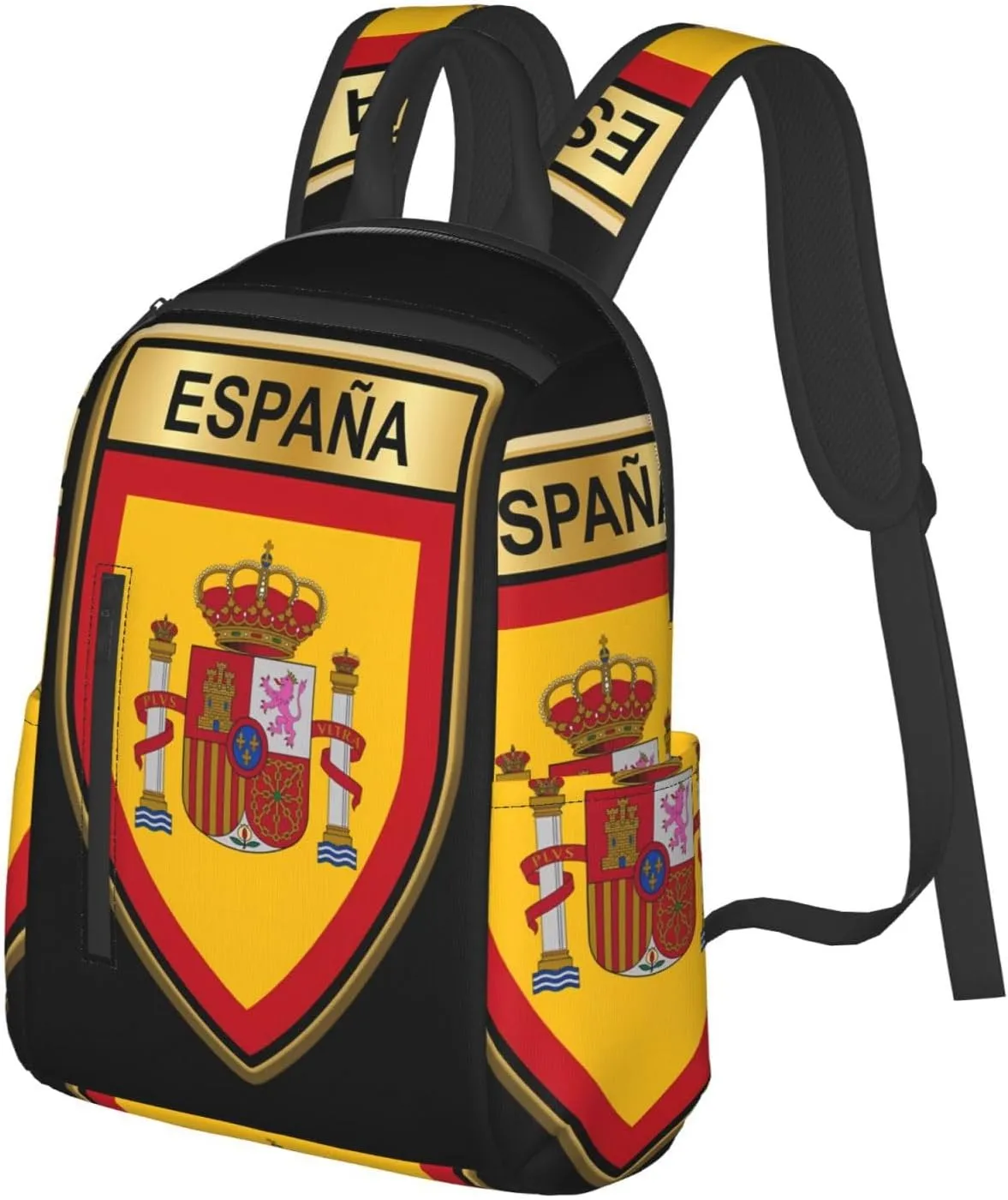 Spain Spanish Espana Flags Casual Laptop Backpack Travel Rucksack Sports Daypack Adjustable Strap Bags with Multi-Pockets for Working Running Camping
