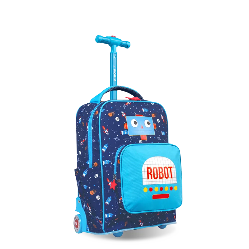 Sparkle 15 Inch Kids Rolling Backpack / Carry On in Robot