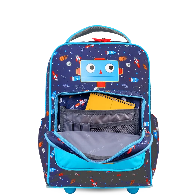 Sparkle 15 Inch Kids Rolling Backpack / Carry On in Robot