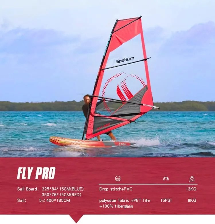 Spatium Wind Surfboard Sails Inflatable Windsurfing Board and Sail 5.0m²/6.0m² Inflatable Windsurf Sail with Sail Board for Newbie Friendly Windsurfer