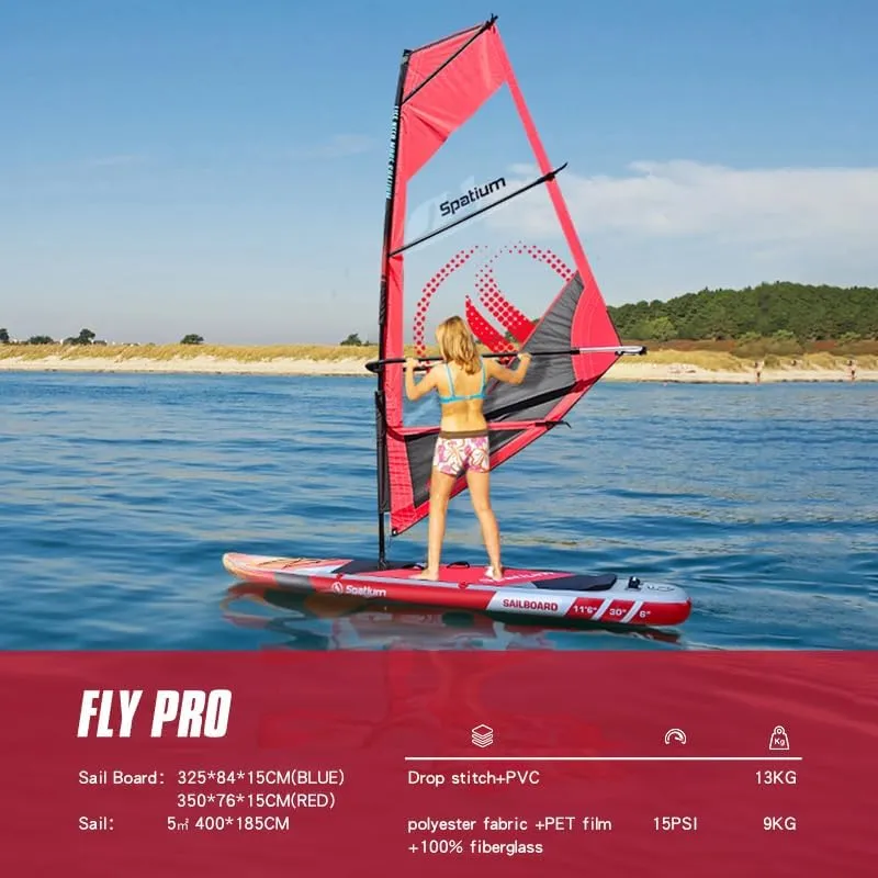 Spatium Wind Surfboard Sails Inflatable Windsurfing Board and Sail 5.0m²/6.0m² Inflatable Windsurf Sail with Sail Board for Newbie Friendly Windsurfer