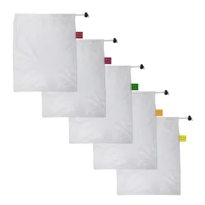 Spigo Reusable and Washable Mesh Produce Bags, 5 Count, 12x14 Inches