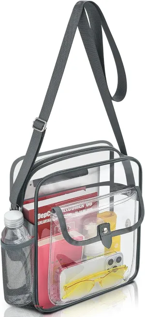 SPODEARS Clear Crossbody Bag for Stadium Events & Concerts - Adjustable Shoulder Strap Purse with 1 Bottle Holder