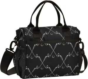 Sport Golf Pattern Lunch Bag Reusable Lunch Box for Office Picnic Hiking Beach, Insulated Cooler Tote Food Container with Adjustable Shoulder Strap for Men Women Adults
