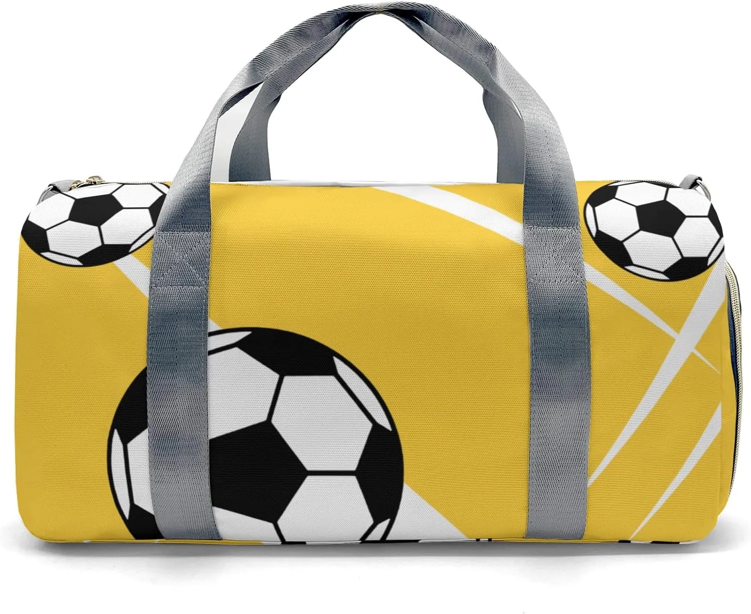 Sport Soccer Player Number Team Yellow Personalized Duffel Bag Custom Women Men Multi-Function Travel Bag Gym Sports Bag Gymnastic Yoga Bag Carry On Overnight Weekend Duffel Bags