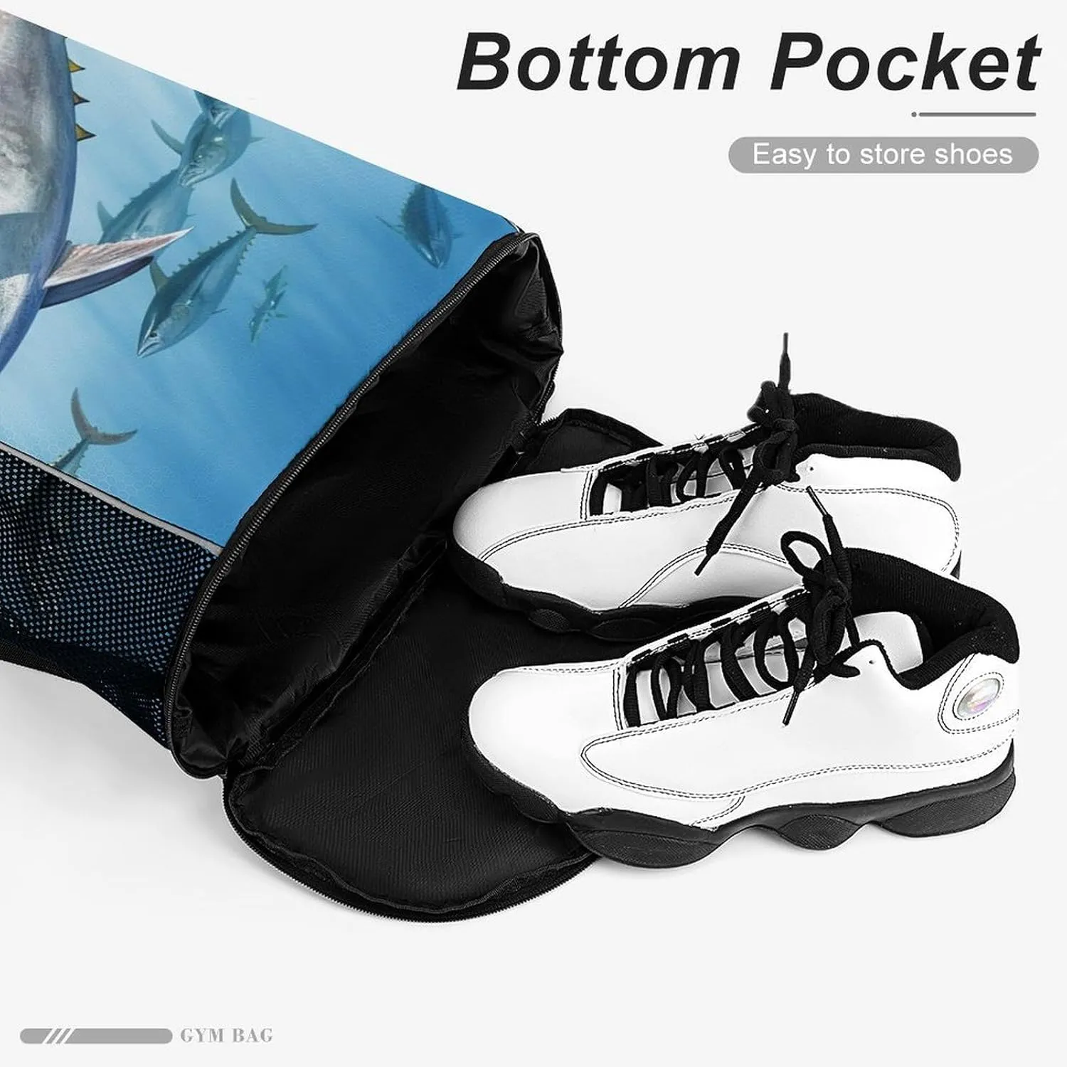 Sports Drawstring Backpack Lightweight Small Gym Bag Bluefin Tuna Thunnus Gym Sackpack for Women Men