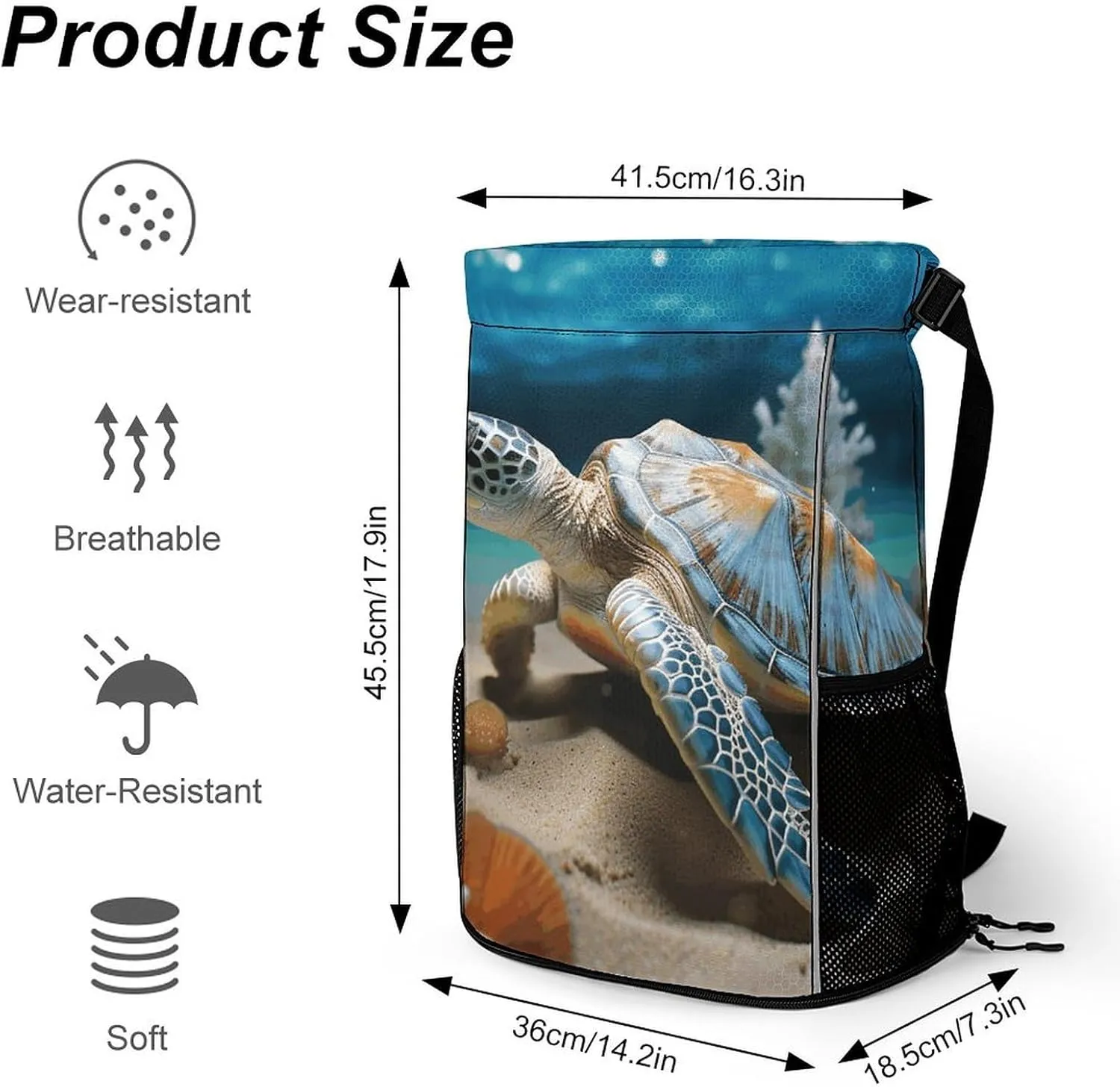 Sports Drawstring Backpack Lightweight Small Gym Bag Sea Conch Shell Starfish Turtle Gym Sackpack for Women Men
