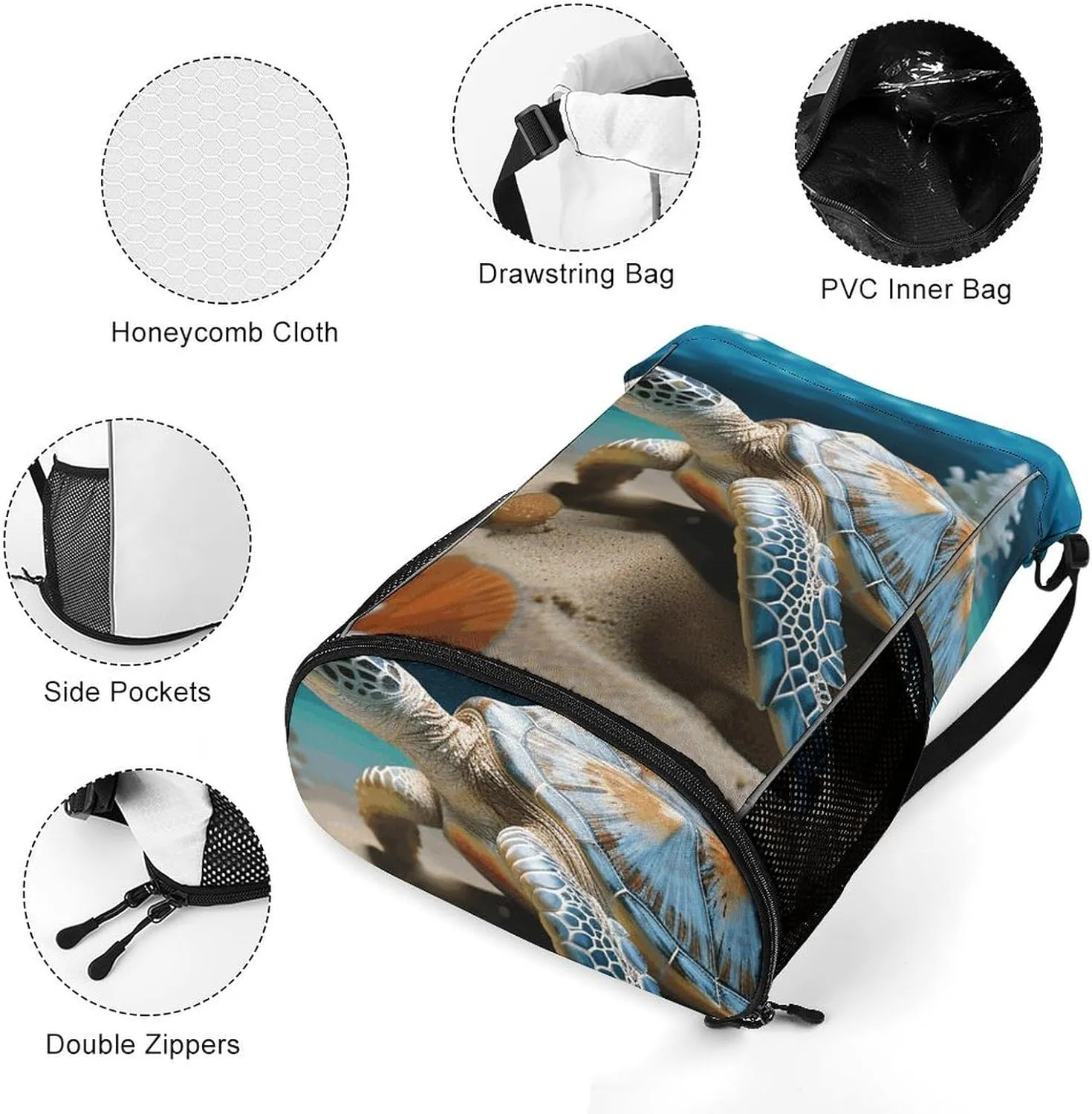 Sports Drawstring Backpack Lightweight Small Gym Bag Sea Conch Shell Starfish Turtle Gym Sackpack for Women Men