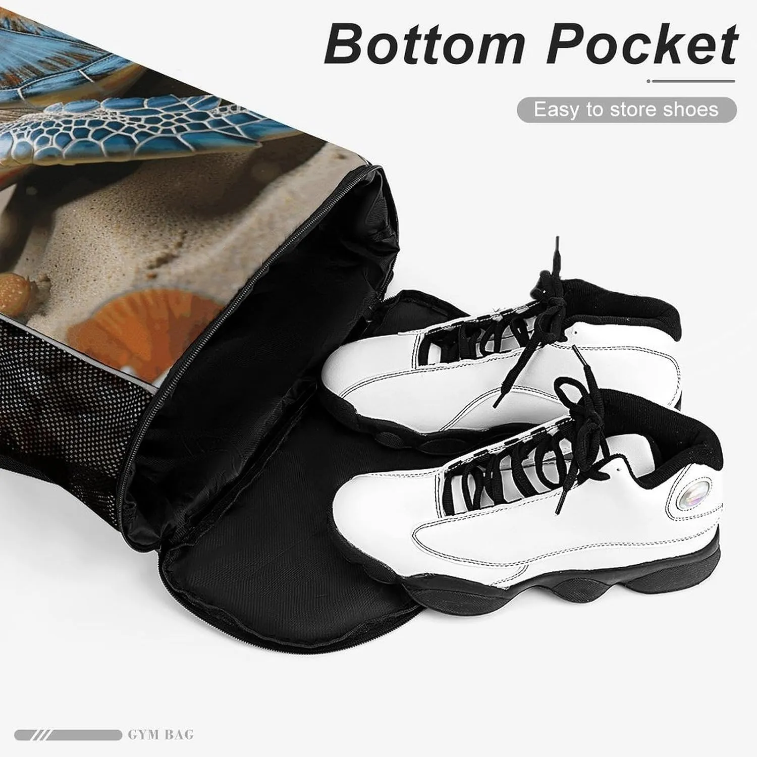 Sports Drawstring Backpack Lightweight Small Gym Bag Sea Conch Shell Starfish Turtle Gym Sackpack for Women Men