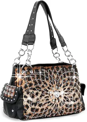 Star Flower Concealed Carry Purse Rhinestone Western Handbag