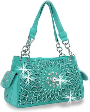Star Flower Concealed Carry Purse Rhinestone Western Handbag