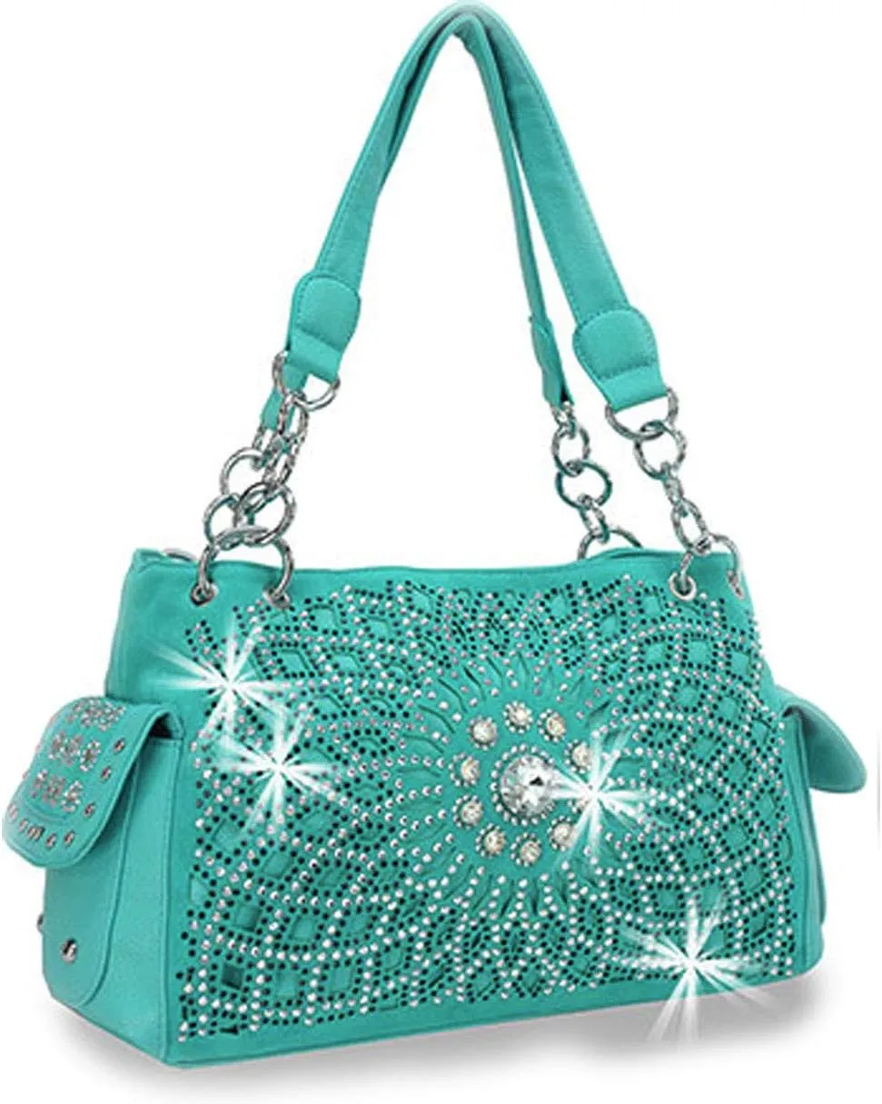Star Flower Concealed Carry Purse Rhinestone Western Handbag