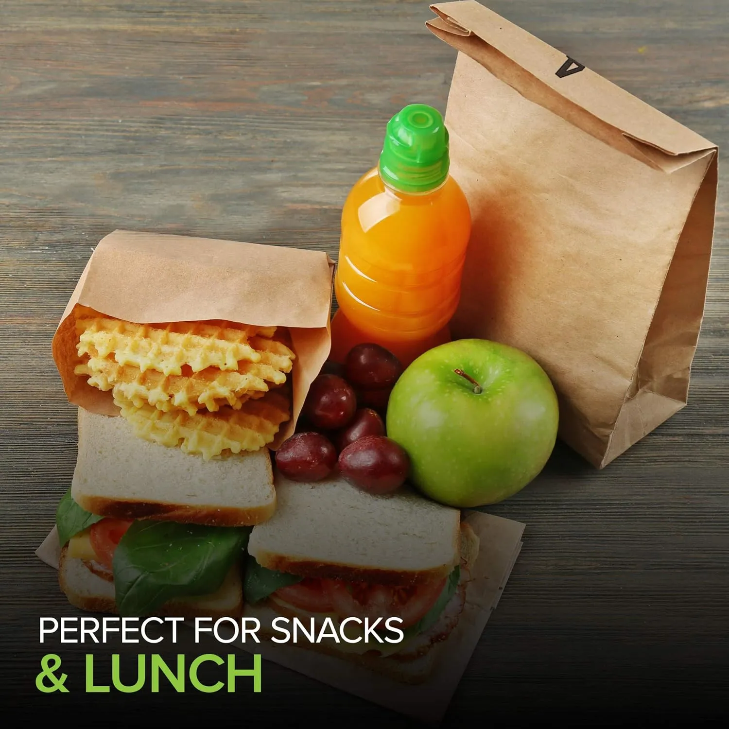Stock Your Home 4 Lb Kraft Brown Paper Lunch Bags (250 Count) - Bulk Disposable Lunch Sacks, Small Size Blank Bag for Kids, Good for a Snack, Sandwich, Grocery Food, and Arts & Crafts Projects