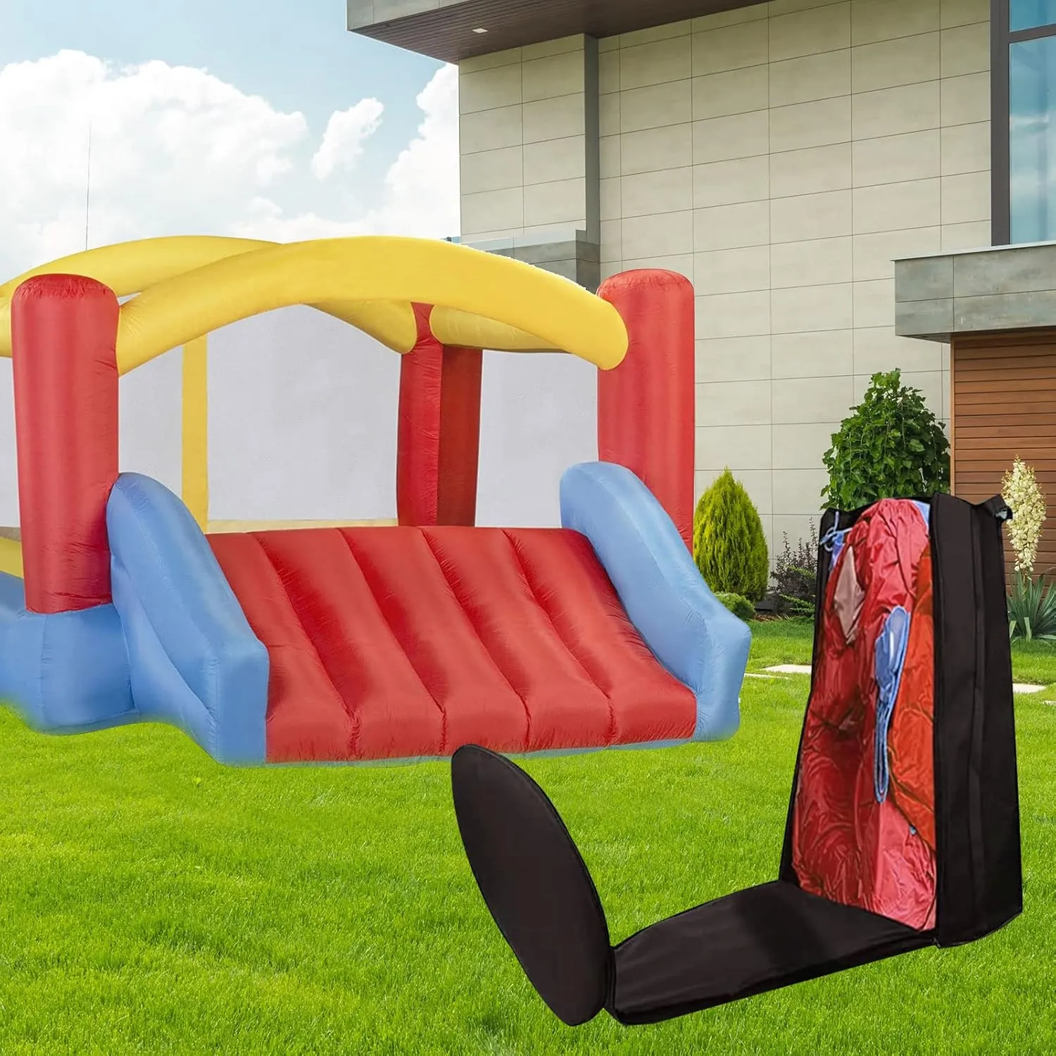 Storage Bag for Bounce House Inflatable, Portable Boun-cy House Storage Bag Kids Boun-cy Castle Bag Outdoor Ju-mp House Bags Black-27.5" D x 40" H