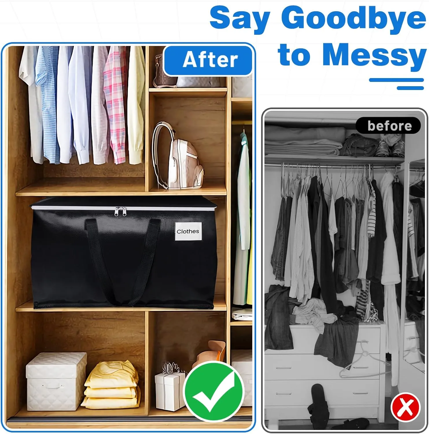 StorageRight Large Moving Bags Heavy Duty Storage Totes for Storage,Packing & Moving Collapsible Moving Supplies with Large Capacity, Reinforced Zippers and Handles, 125L, 8 Packs
