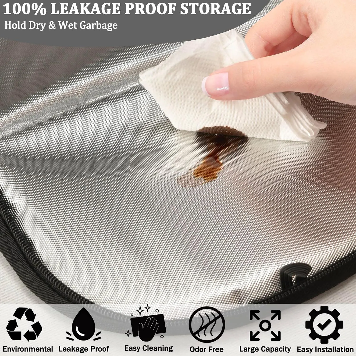 Strawberry Fruit Flowers Leaves Car Trash Can Car Garbage Bag with Lid Hanging Waterproof Leak Proof Vehicle Storage Bin